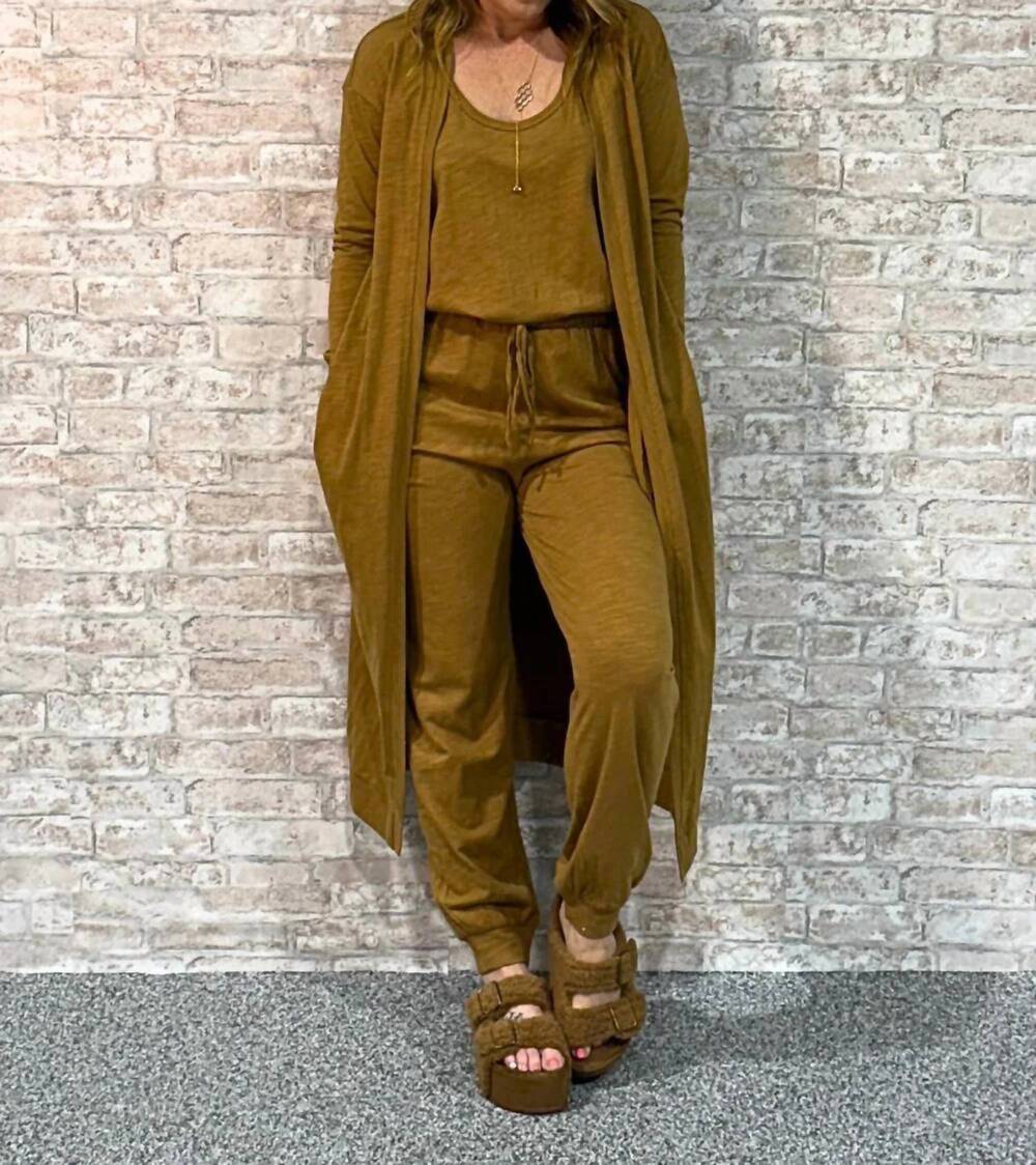 NEW THREE BIRD NEST the golden hour knit lounge set in camel